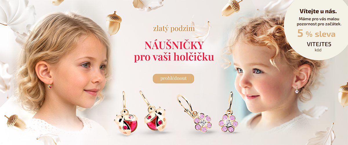Detske zlate nausnice berusky kvetiny