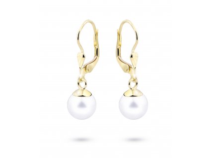 Dokonalé dámské náušnice Z3015 ze zlata na klapku s přírodní sladkovodní perlou