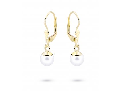 Dokonalé dámské náušnice Z3019 ze zlata na klapku s přírodní sladkovodní perlou