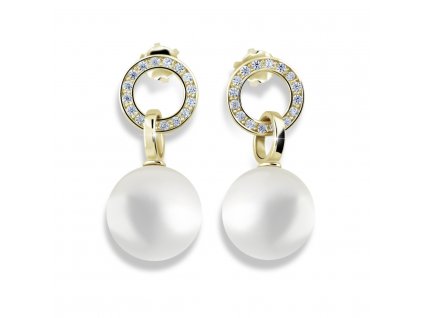 Dokonalé dámské náušnice Z6411-3123 ze zlata na šroubek s přírodní sladkovodní perlou