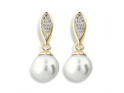 Dokonalé dámské náušnice Z6412-3124 ze zlata na šroubek s přírodní sladkovodní perlou