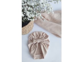 Turban béžový hladký
