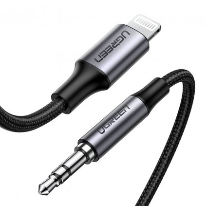 113025 ugreen audio kabel aux mfi lightning 3 5 mm mini jack 1 m sivy 70509