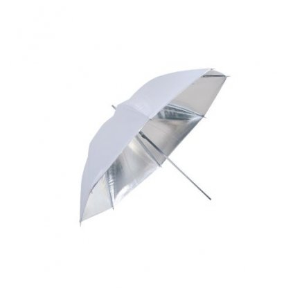 Štúdiový dáždnik strieborno/biely 83cm