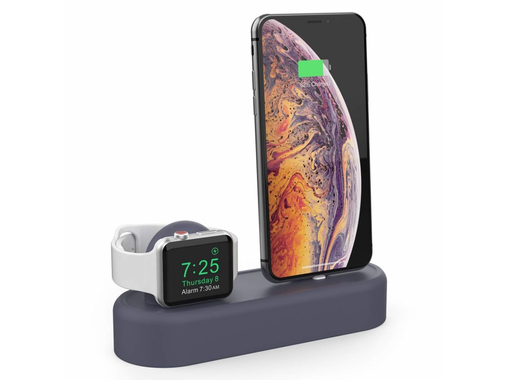 AhaStyle 2 in1 Silicone Charging Stand for iPhone/Watch - Navy Blue