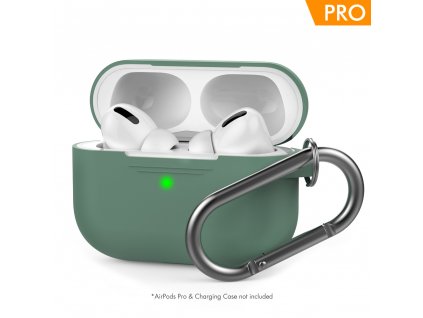 AhaStyle Silicone Case for AirPods Pro with Belt - Midnight Green 