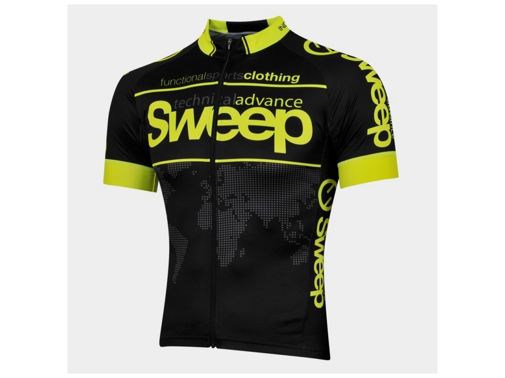 Cyklistický dres Sweep ELITE RACE D026 black/yellow fluo