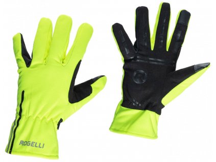 Slabé softshellové zimní rukavice s protiskluzovou dlaní Rogelli ANGOON, reflexní žluté
