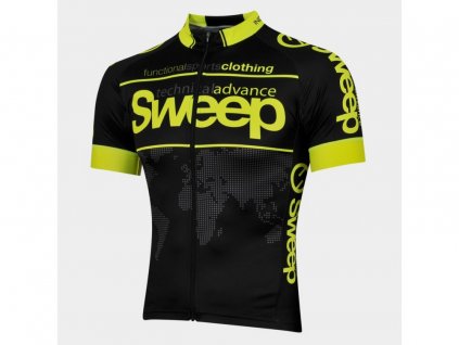 Cyklistický dres Sweep ELITE RACE D026 black/yellow fluo