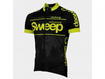 Cyklistický dres Sweep CLASIC D010A black/yellow fluo