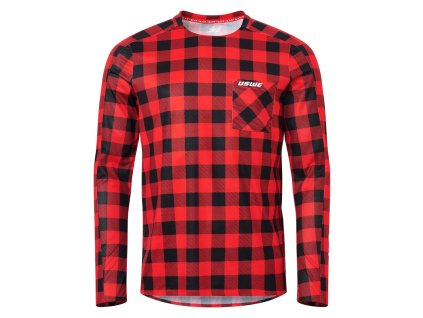 Dres USWE Flannel MTB Jersey - Red (Velikost XL)