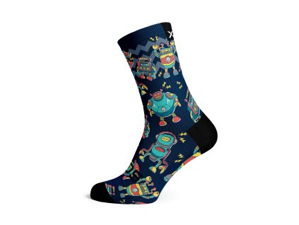 Dětské cyklistické ponožky SOX Robots Kids Socks (Velikost S)