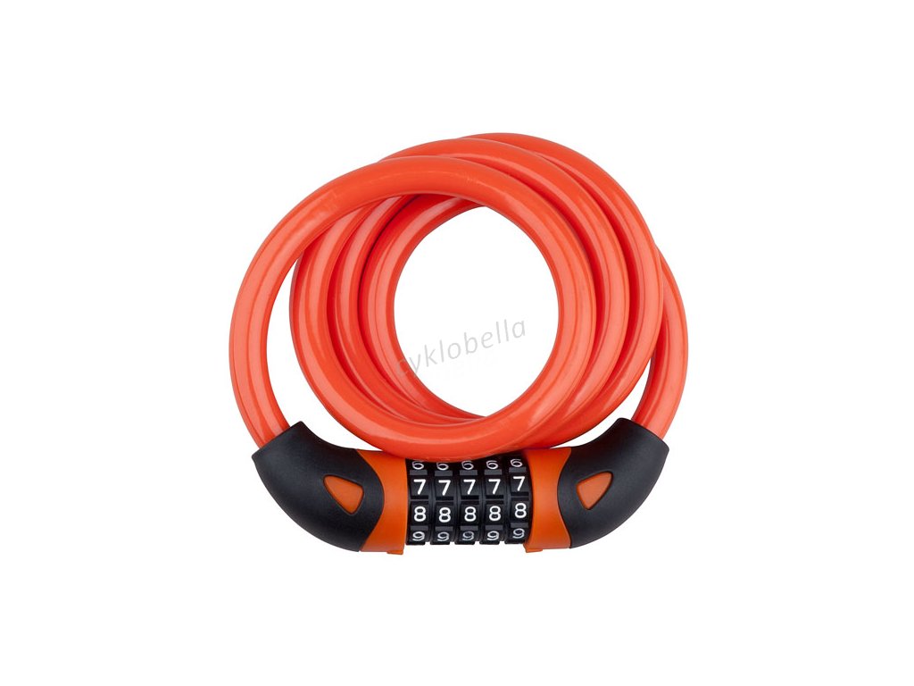 Zámek spirála kódový PRO-T Plus 5 čísel M12 x 120cm Color - oranžová