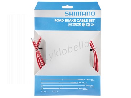 SHIMANO sada brzd lanek a bowdenů silnice 1,6 mm x 1000 mm/2050 mm SIL-TEC 800/1400 mm +konc červený