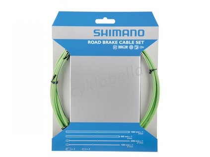 SHIMANO sada brzd lanek a bowdenů silnice 1,6 mm x 1000 mm/2050 mm SIL-TEC 800/1400 mm +konc zelený