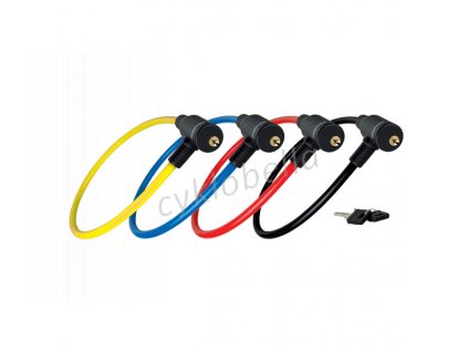 MasterLock SET ocelový kabelový zámek 65cm x 8mm 2 klíče, vinylový potah – žlutý+ červený + 2 černé
