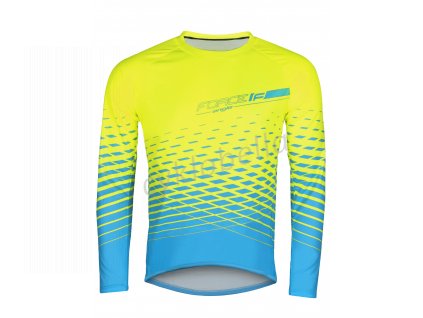 dres FORCE MTB ANGLE dlouhý rukáv, fluo-modrý M