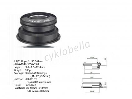 Hlavové složení ACO-F13H Internal (1 1/8" / 1,5"; d: 39,8/ 44/ 56mm) (černá)