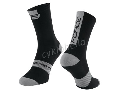 ponožky FORCE LONG PRO SLIM, černo-šedé S-M/36-41