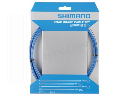 SHIMANO sada brzd lanek a bowdenů silnice 1,6 mm x 1000 mm/2050 mm SIL-TEC 800/1400 mm +konc modrý