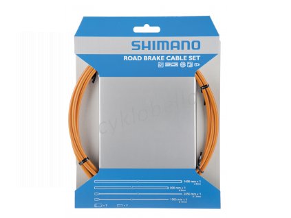 SHIMANO sada brzd lanek a bowdenů silnice 1,6 mm x 1000 mm/2050 mm SIL-TEC 800/1400 mm +konc oranž