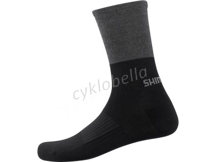 SHIMANO ORIGINAL WOOL TALL ponožky, černá/šedá, 41-44