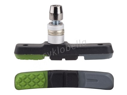 Brzdové špalíky  PRO-T V-brake třísměsová Color zeleno-černo-šedá OEM (1 pár)