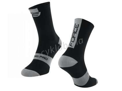 ponožky FORCE LONG PRO, černo-šedé S-M/36-41