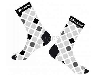 ponožky FORCE SQUARE, bílo-černé L-XL/42-46