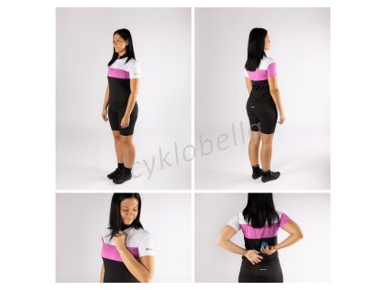dres FORCE VIEW LADY kr. rukáv,črn-bílo-růžový XXL
