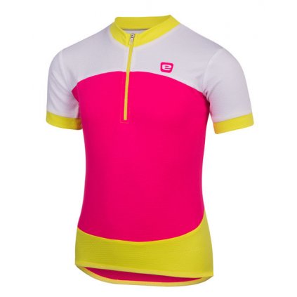 Dětský letní cyklistický dres ETAPE PEDDY, růžová|limeta (Velikost 116/122)