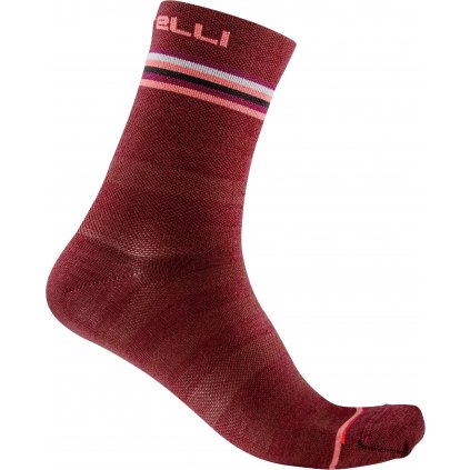 Dámské zimní cyklistické ponožky CASTELLI Go 15, bordeaux/ brilliant pink (Velikost L/X (40-43))