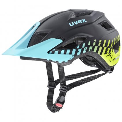 Cyklistická helma UVEX HELMA ACCESS, BLACK AQUA LIME MAT (Velikost 52-57)