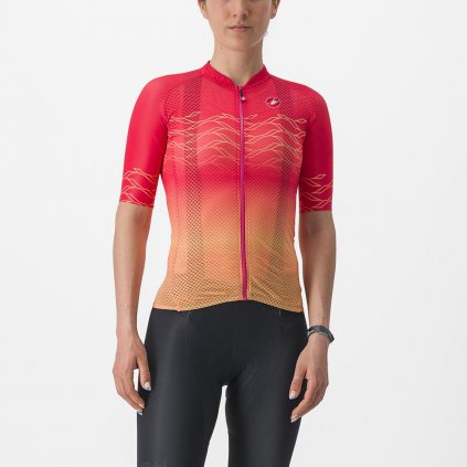 Dámský letní cyklistický dres CASTELLI Climber's 2.0 W, hibiscus/soft orange (Velikost L)