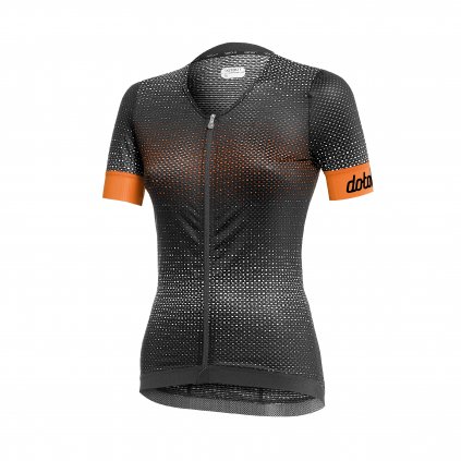 Dámský letní cyklistický dres DOTOUT Rainbow, black-fluo orange (Velikost S)