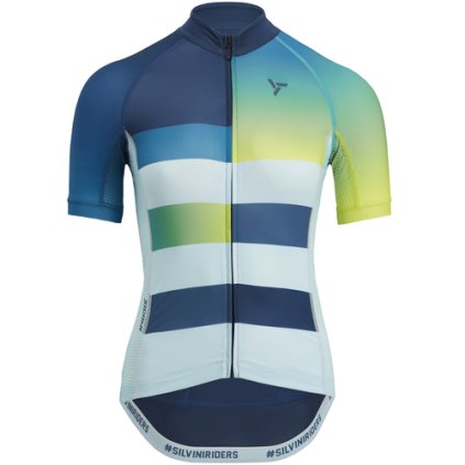 Dámský letní cyklistický dres SILVINI Mazzana, navy-turquoise (Velikost XS)