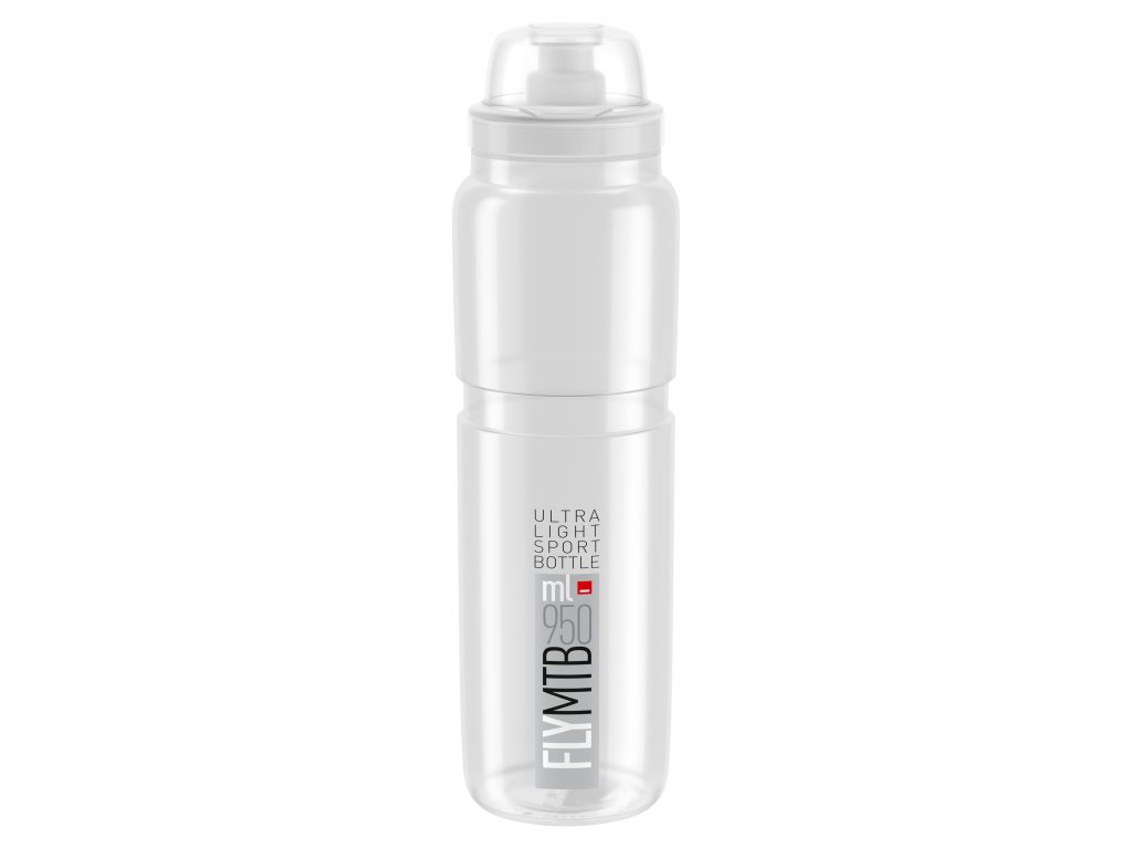 fľaša ELITE FLY MTB transparentná šedé logo 950 ml