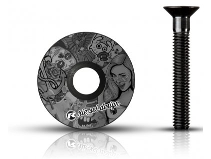 vicko hlavovky Riesel design stemcap stickerbomb ultra black 1