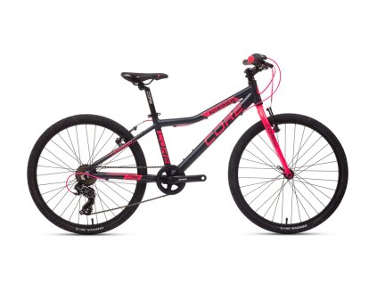 Dětské kolo Core 24" Al Nipper, jednopřevodník,  1x7s, Ahead - černý mat s  růžovou