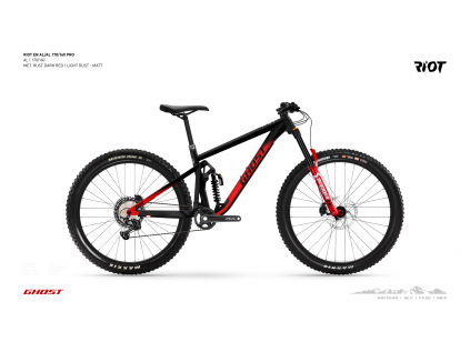 GHOST Riot EN Pro 2023 | Black/Red/Grey  (Velikost S, Pro výšku postavy 162-174 cm, Průměr kol 27,5")