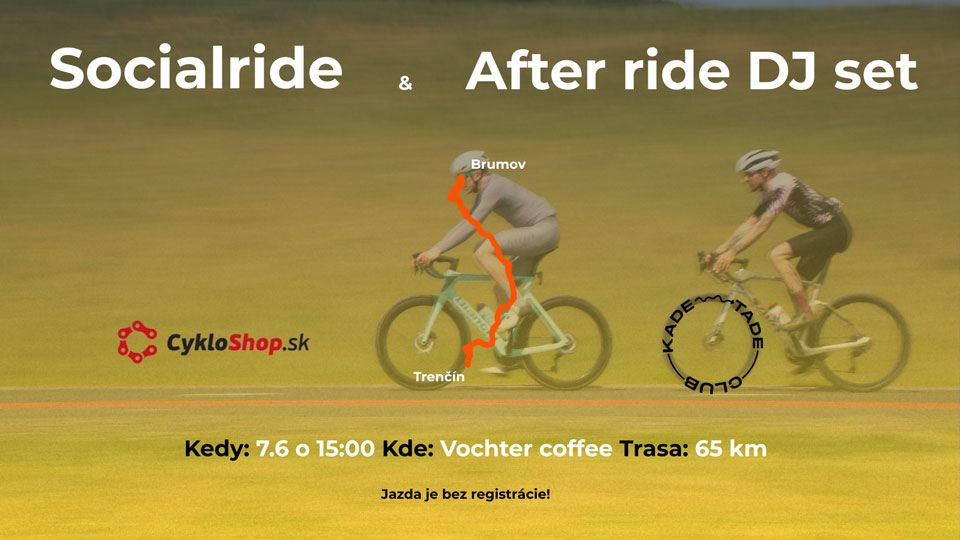 Social Ride x Kade Tade Club: jazda + DJ sunset v Trenčíne (7. 6. 2026)