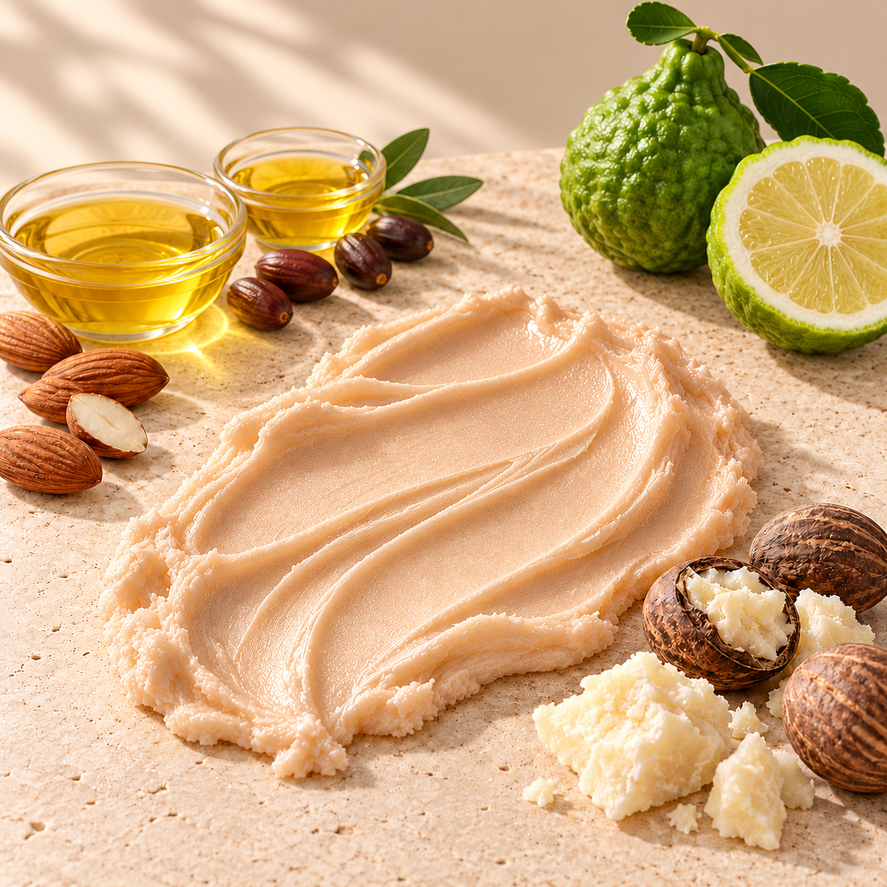 Skutočné maslá a oleje receptúry bambuckého masla s trblietkami Pižmo – Bergamot