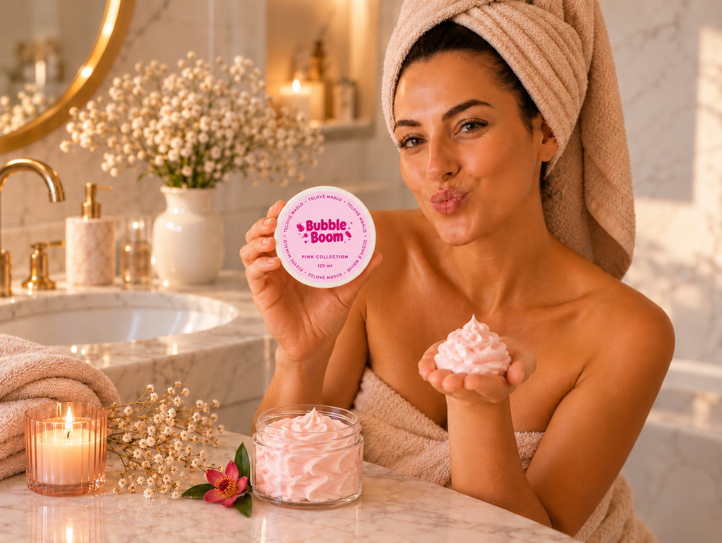 Šľahané telové maslo Bubble Boom pri starostlivosti po sprche