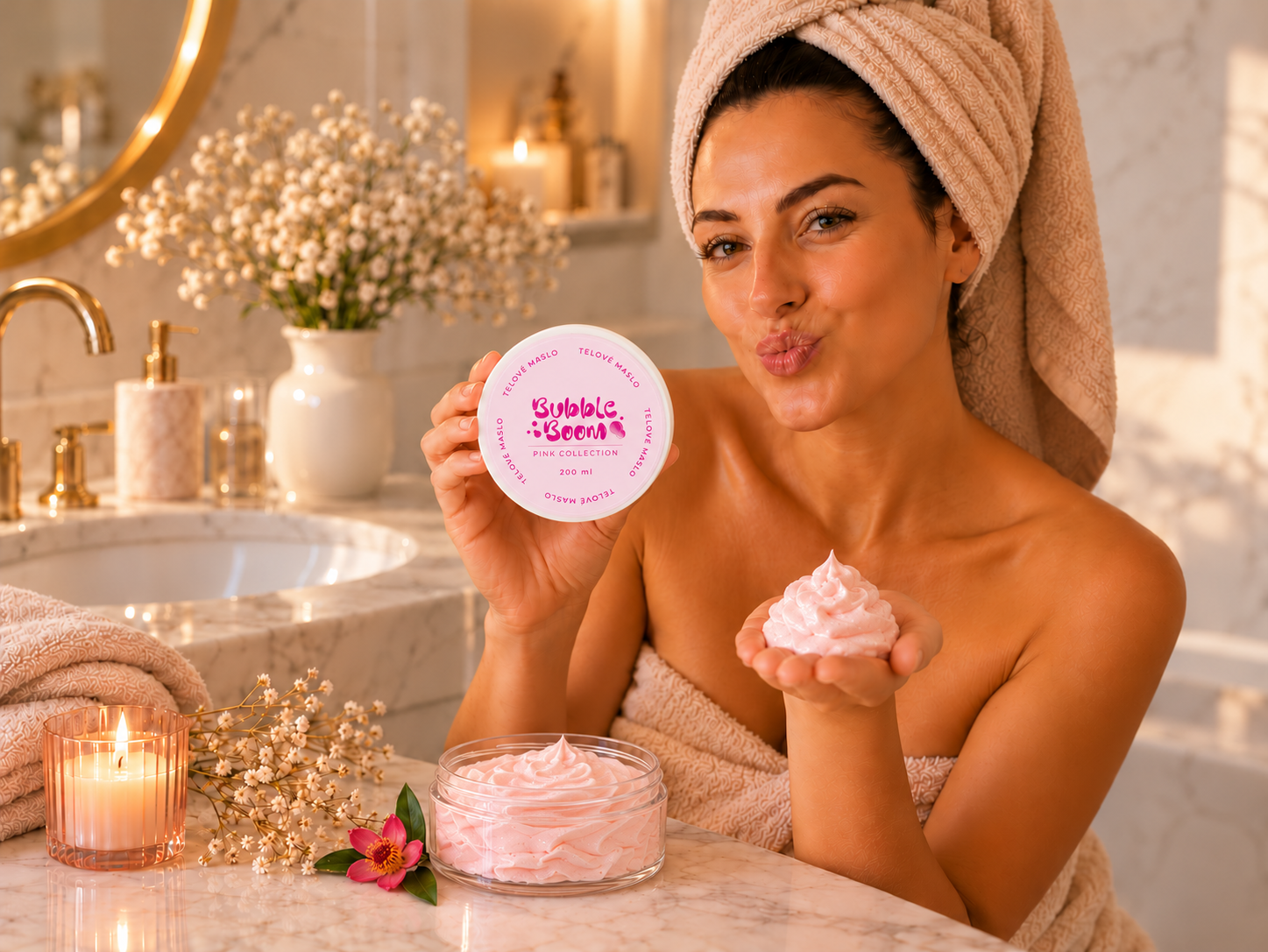 Šľahané telové maslo Bubble Boom pri starostlivosti po sprche