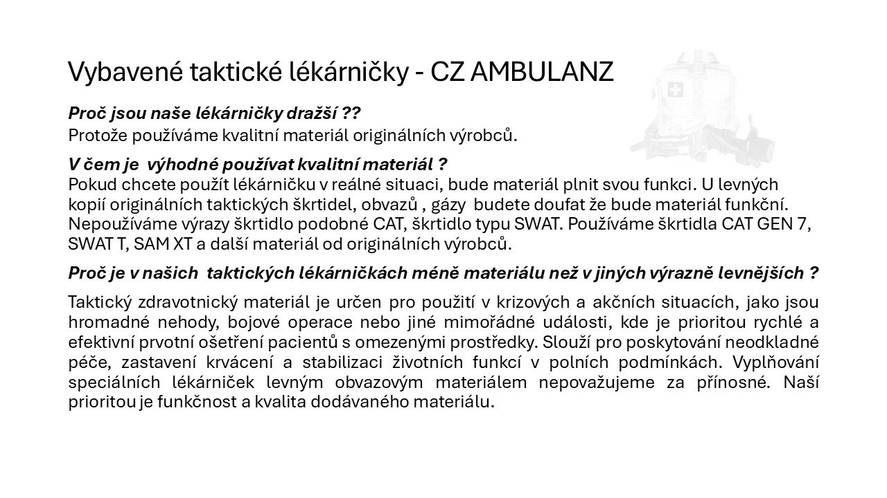 Vybavené taktické lékářničky