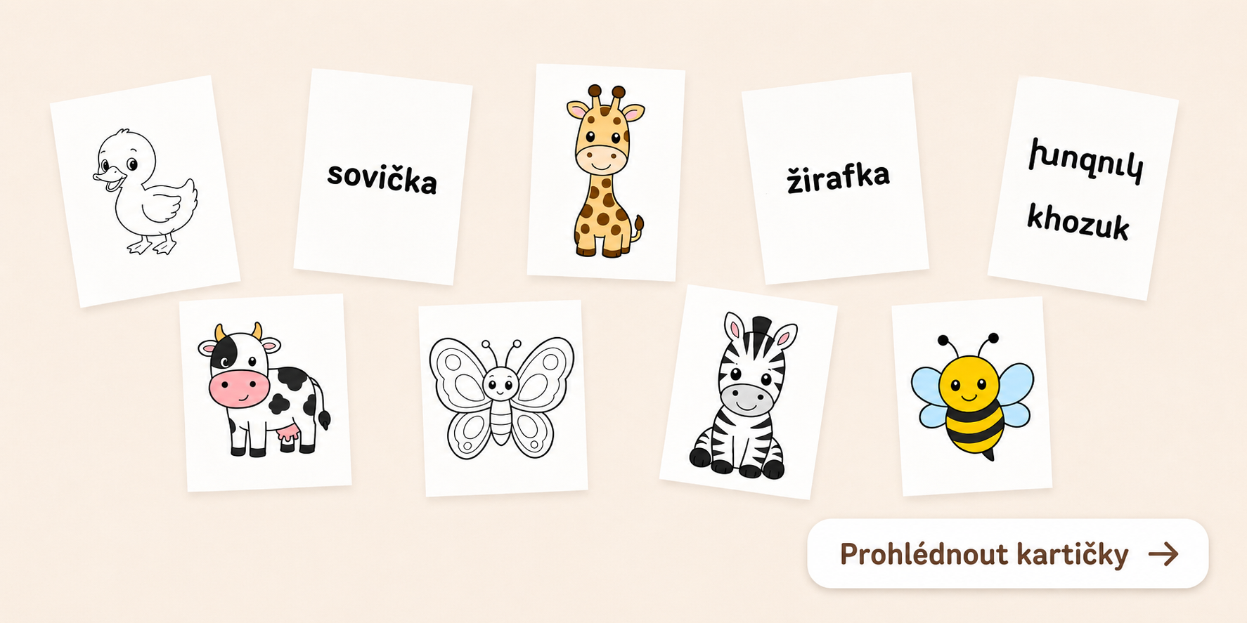 Kartičky k tisku – Zvířátka