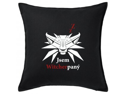 Witcherpaný černý polštář