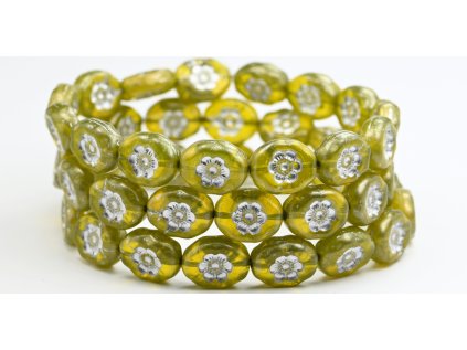 Flowers in oval 14x11mm - Pressed beads