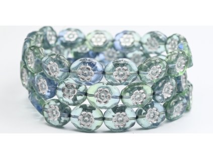 Flowers in oval 14x11mm - Pressed beads