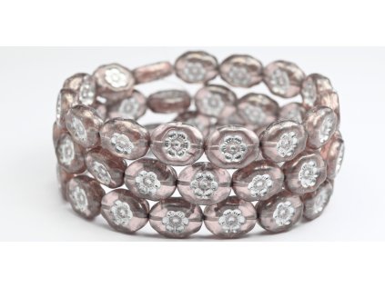 Flowers in oval 14x11mm - Pressed beads
